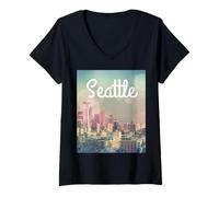 Donna Dreamy, Seattle, Orizzonte, e, Spazio, ago Maglietta con Collo a V