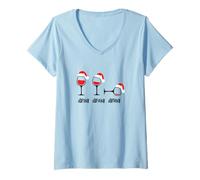 Donna Drink Drank Drunk - Maglietta Divertente di Natale Maglietta con Collo a V