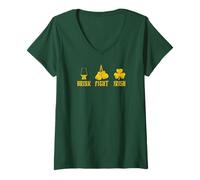 Donna Drink Fight Whisky Irlandese Maglietta con Collo a V