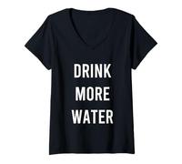 Donna Drink More Water Quote Hydration H20 Maglietta con Collo a V