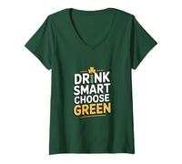 Donna Drink Smart Scegli Green St Patricks Irish Pub Maglietta con Collo a V