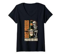 Donna Drinks - Beer Best Friends Forever Maglietta con Collo a V