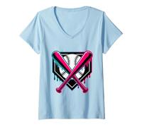 Donna Drip mazza da baseball gocciolante giocatore di baseball ragazzo di baseball Maglietta con Collo a V