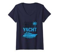Donna Drop It Like It's Yacht Divertente Yacht Barca Nave Crociera Mare Maglietta con Collo a V