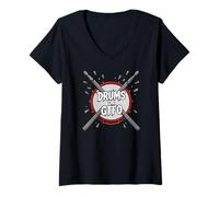 Donna Drummer Percussionist Drums Or GTFO Maglietta con Collo a V