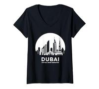 Donna Dubai City Emirati Arabi Uniti Maglietta con Collo a V