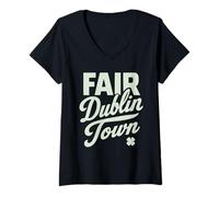 Donna Dublin Town Dublin City St Patricks Day Irlanda Eire Irlandese Maglietta con Collo a V