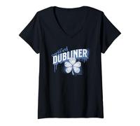 Donna DUBLINER Certificato - Abbraccia la Fortuna degli irlandesi! Maglietta con Collo a V