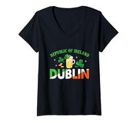 Donna Dublino, Irlanda, San Patrizio, Festeggiamento, Vintage Maglietta con Collo a V