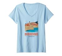 Donna Dubrovnik Souvenir Croazia Dubrovnik Maglietta con Collo a V