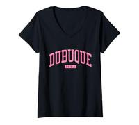 Donna Dubuque Iowa IA College University Style Navy Maglietta con Collo a V