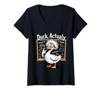 Donna Duck in realtà divertente scienza matematica design puntuale Maglietta con Collo a V