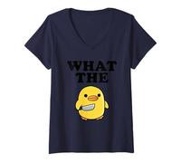 Donna Duck with Knife What The Duck Maglietta con Collo a V