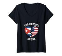 Donna Due Culture One Me Funny Cuban American Heritage Maglietta con Collo a V