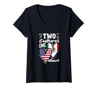 Donna Due Culture Un Cuore Radici messicane messicane Americane Maglietta con Collo a V