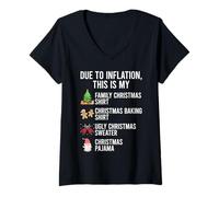 Donna Due To Inflation This Is My Christmas Shirt Maglietta con Collo a V