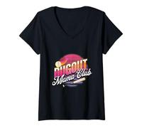 Donna Dugout Mama Club Baseball Mom Retro Baseball Game Maglietta con Collo a V