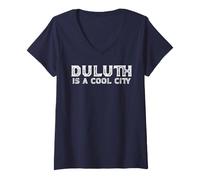 Donna Duluth è Una Città Cool Duluth Minnesota MN Distressed Design Maglietta con Collo a V