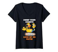 Donna Dump Your Doubts, Load up on Faith! Kids Construction Animal Maglietta con Collo a V