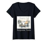 Donna Dumpster Fire Response Team Arte Botanica Maglietta con Collo a V