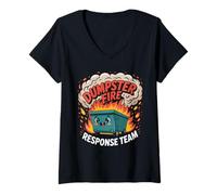 Donna Dumpster Fire Response Team Chaos Coordinator Support Rescue Maglietta con Collo a V