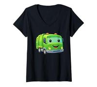 Donna Dumpy The Garbage Truck Sorridente Personaggio Design per Bambini Maglietta con Collo a V