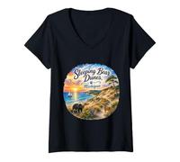 Donna Dune dell'orso Addormentato, Michigan Mi, Spiagge, Empire Bluff, Maglietta con Collo a V