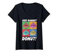 Donna Dungeon Crawler Carl God Damnit Donut Cat Pop Art Book Maglietta con Collo a V
