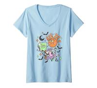 Donna Dungeons & Dragons Halloween Classic Cartoon Monsters Maglietta con Collo a V