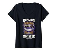Donna Dungeons & Dragons Mimic Dungeon Monster Maglietta con Collo a V