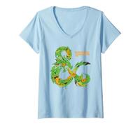 Donna Dungeons & Dragons Monster Logo Maglietta con Collo a V
