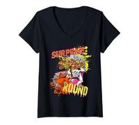 Donna Dungeons & Dragons Surprise Round Vibrant Multicolor Monster Maglietta con Collo a V