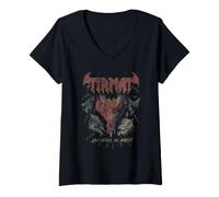 Donna Dungeons & Dragons Tiamat 5 Heads Dragon Maglietta con Collo a V