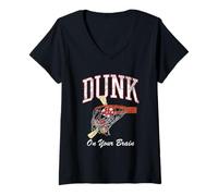 Donna Dunk On Your Brain Mushroom Basketball Maglietta con Collo a V