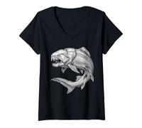Donna Dunkleosteus Paleontologia Fossile Pesce corazzato Devoniano Maglietta con Collo a V