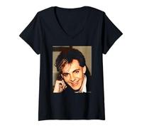 Donna Duran Duran Keyboardist Nick Rhodes 80s di Virginia Turbett Maglietta con Collo a V