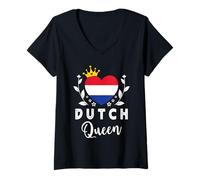 Donna Dutch Queen Netherlands Flag Proud Dutch Woman Maglietta con Collo a V