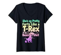 Donna È così Carina ma scoreggia Come Un T-Rex su Una Dieta a Base di Fagioli Maglietta con Collo a V