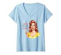 Donna È Divertente Che tu Pensi Che stia Davvero ascoltando Maglietta con Collo a V