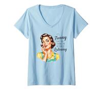 Donna È Divertente Che tu Pensi Che stia Davvero ascoltando Maglietta con Collo a V