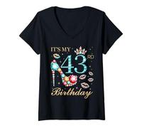 Donna È Il Mio 43esimo Compleanno Carina reginetta del Compleanno di 43 Anni Maglietta con Collo a V