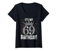 Donna È Il Mio 69° Compleanno Regali per Uomini Donne 69 Anni Maglietta con Collo a V