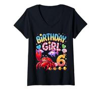 Donna È Il Mio Compleanno Carino Granchio di Colore Rosso Maglietta con Collo a V