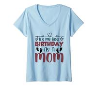 Donna È Il Mio Primo Compleanno da Mamma Mamma Festa Mamma Maglietta con Collo a V