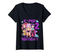 Donna È Il Mio Secondo Compleanno La Simpatica Ragazza del Secondo Compleanno di Chibi KPOP Maglietta con Collo a V