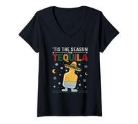 Donna È La Stagione Della Tequila Brutto Natale Maglietta con Collo a V