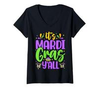 Donna È Mardi Gras Y'All Maglietta con Collo a V