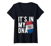 Donna È nel Mio Dna Paraguayan National Flag Paraguay Heritage Maglietta con Collo a V