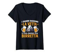 Donna e Quando raggiungi la Vetta Ci Vuol Proprio birretta Maglietta con Collo a V
