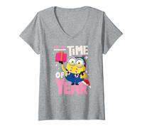 Donna È Quel Periodo dell'anno Minion Holiday Cheer Maglietta con Collo a V